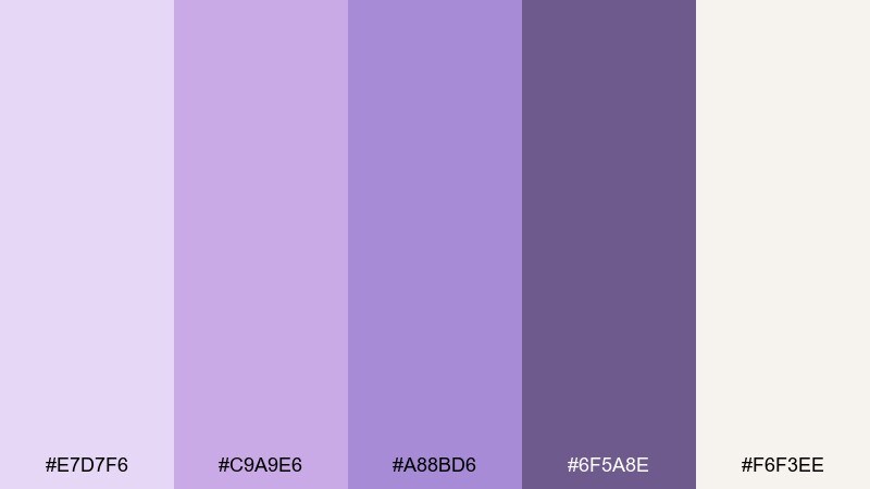 whispered wisteria color palette with hex codes