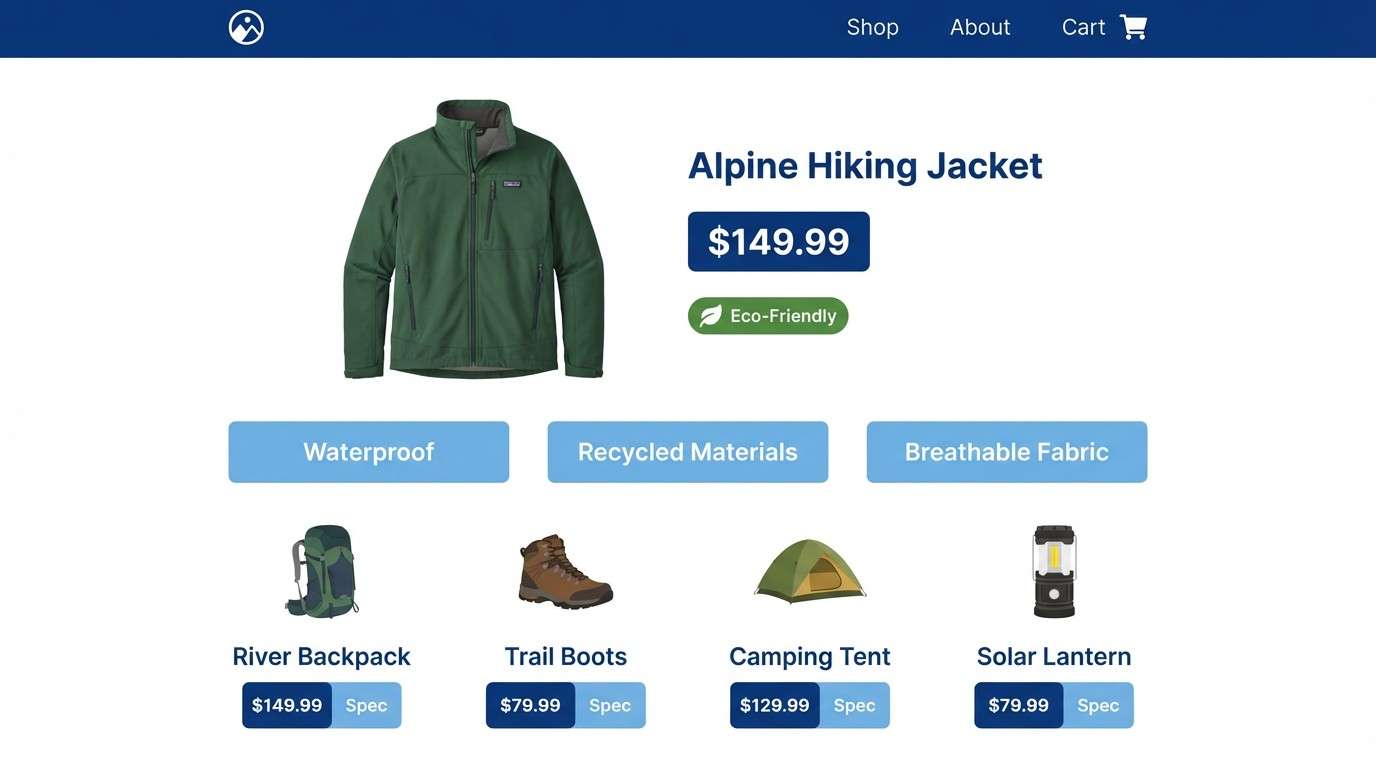 outdoor product page ui