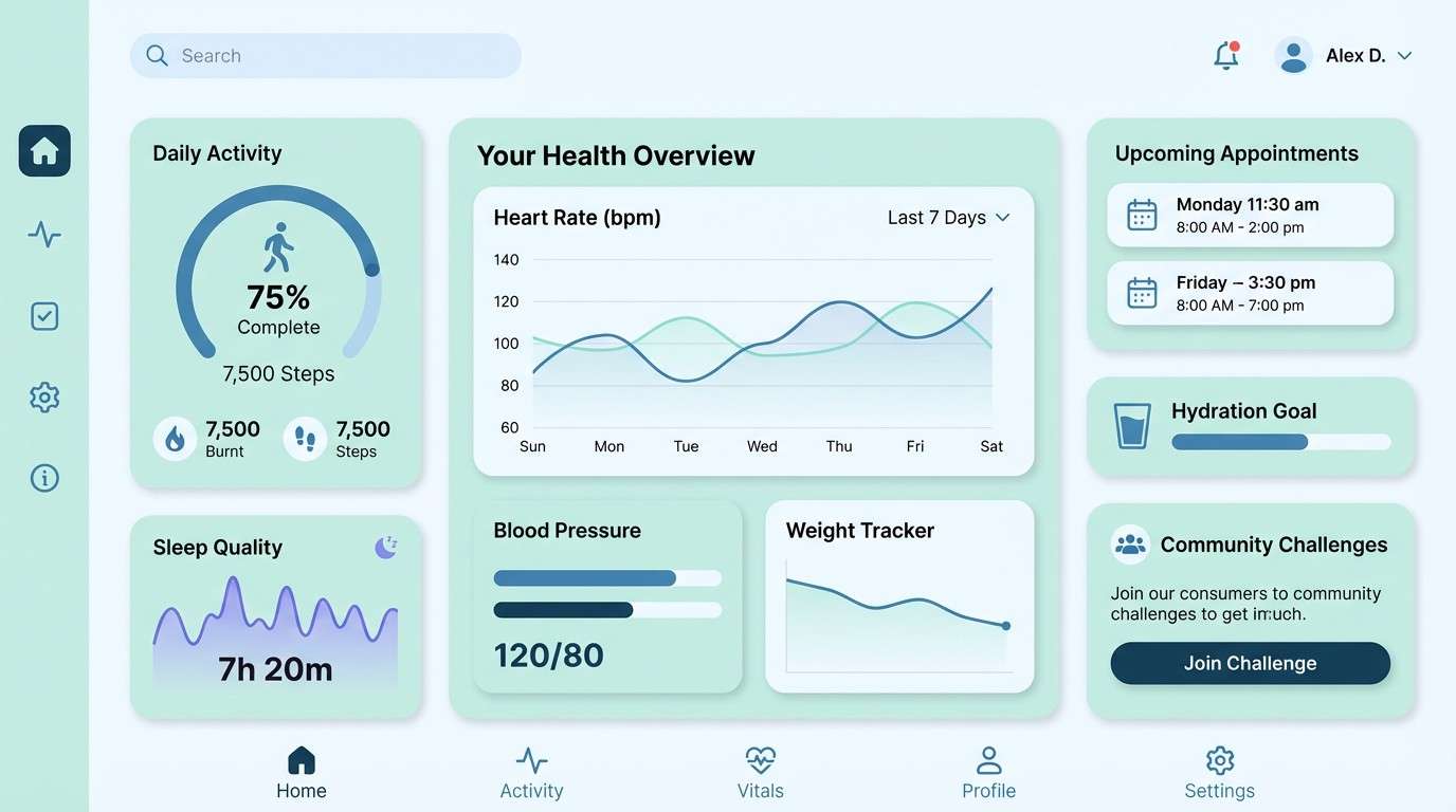 health dashboard ui cards