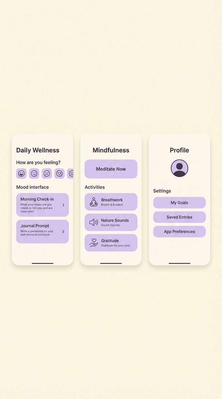 lavender self-care app ui