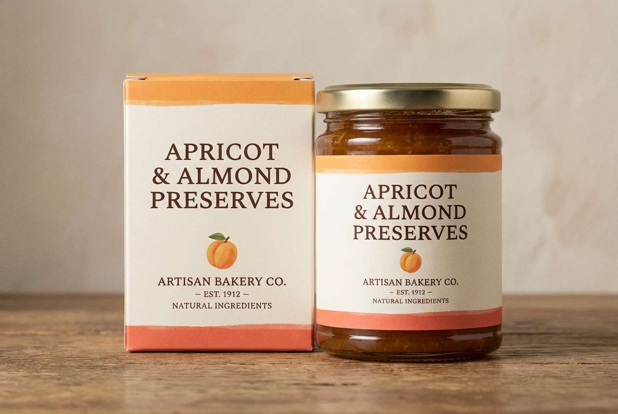 bakery label in apricot