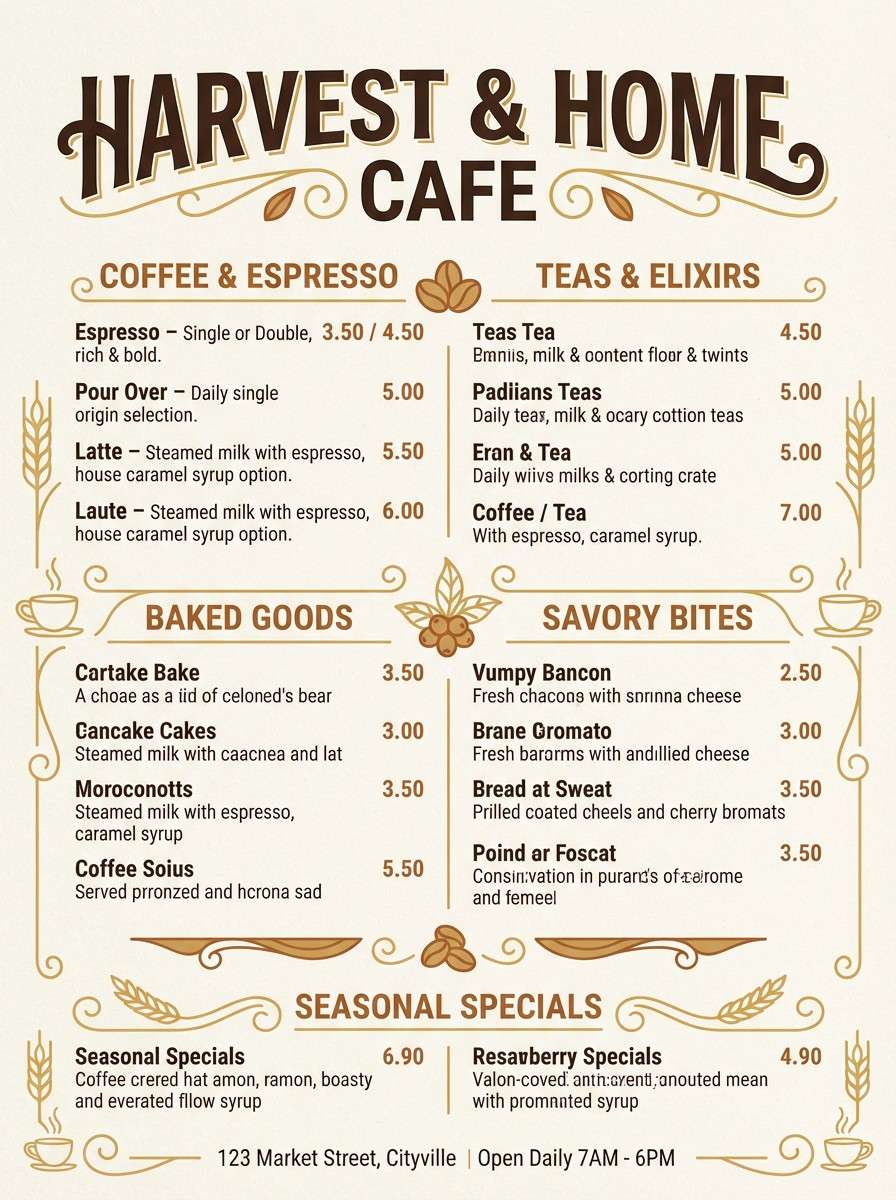warm cafe menu design