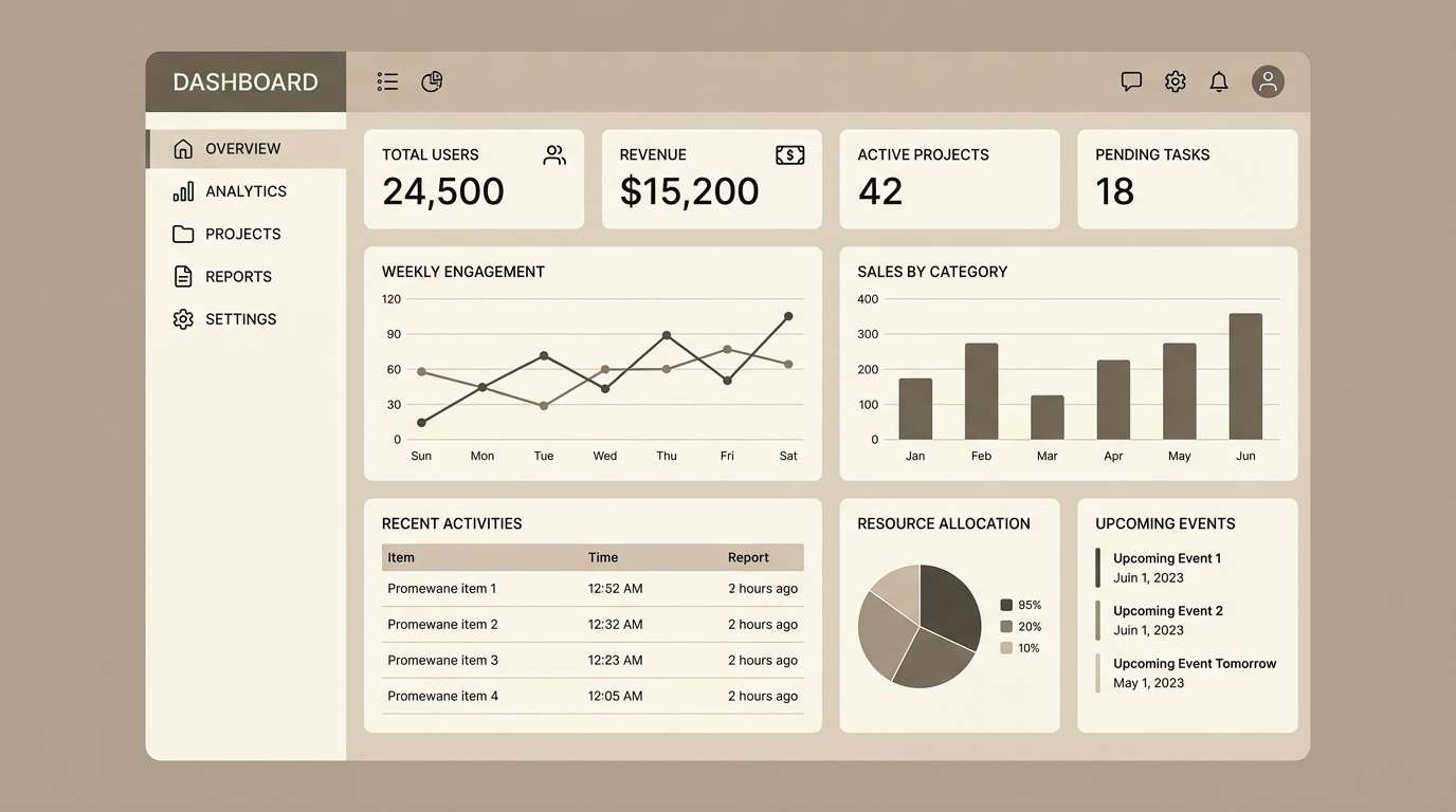 warm minimalist dashboard ui