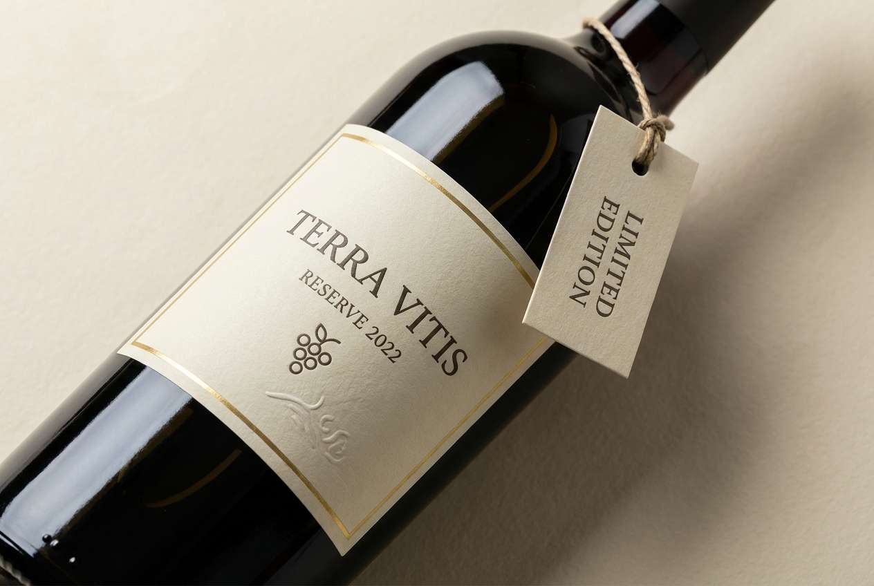 wine label in warm neutrals