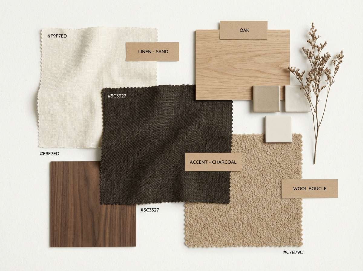 warm neutral interior moodboard