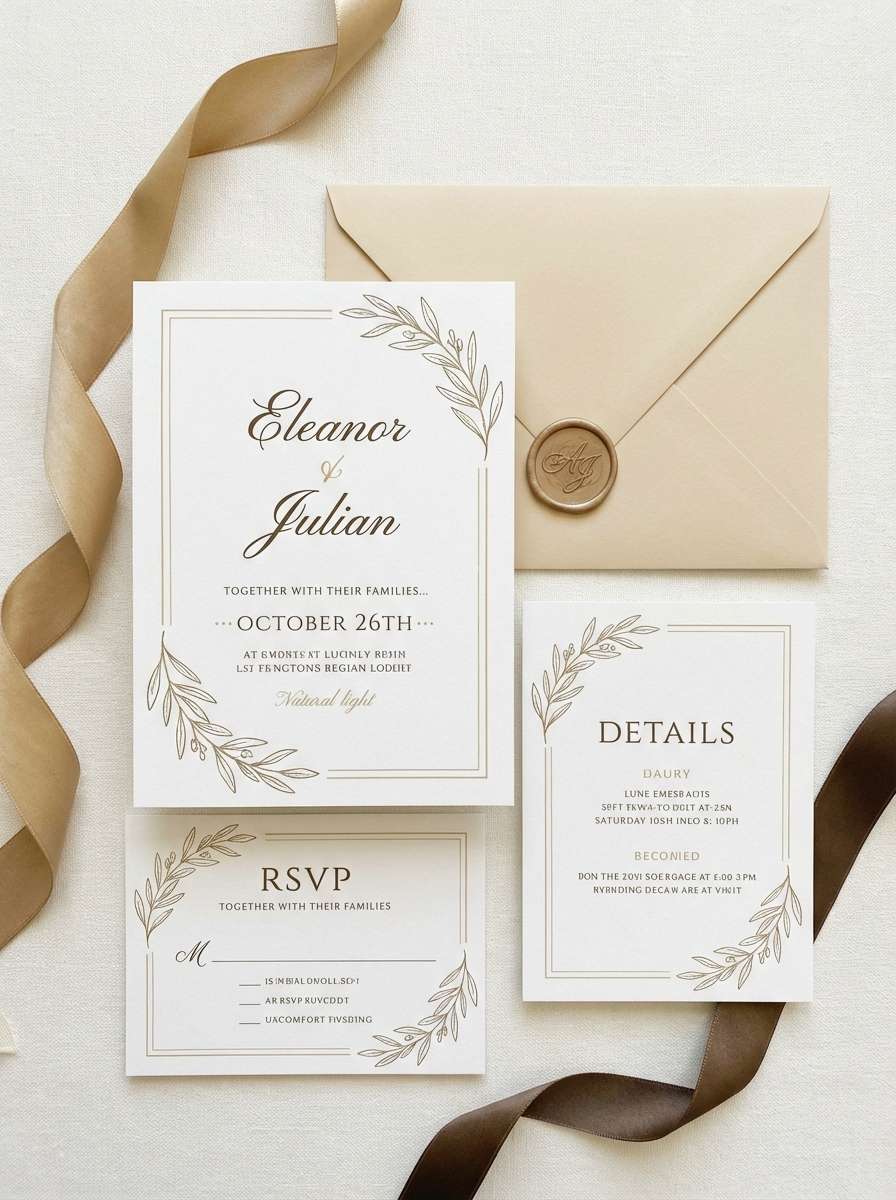 cream and gold invitation