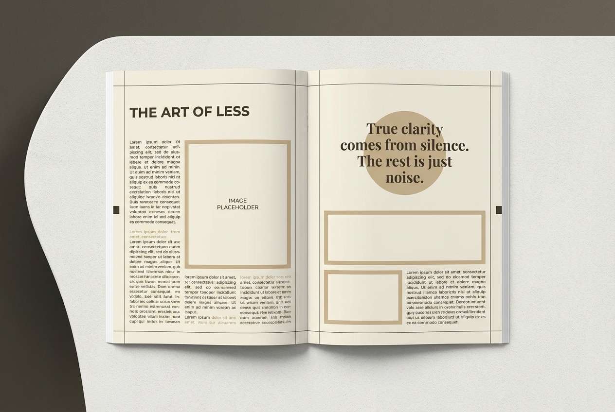 neutral editorial print layout