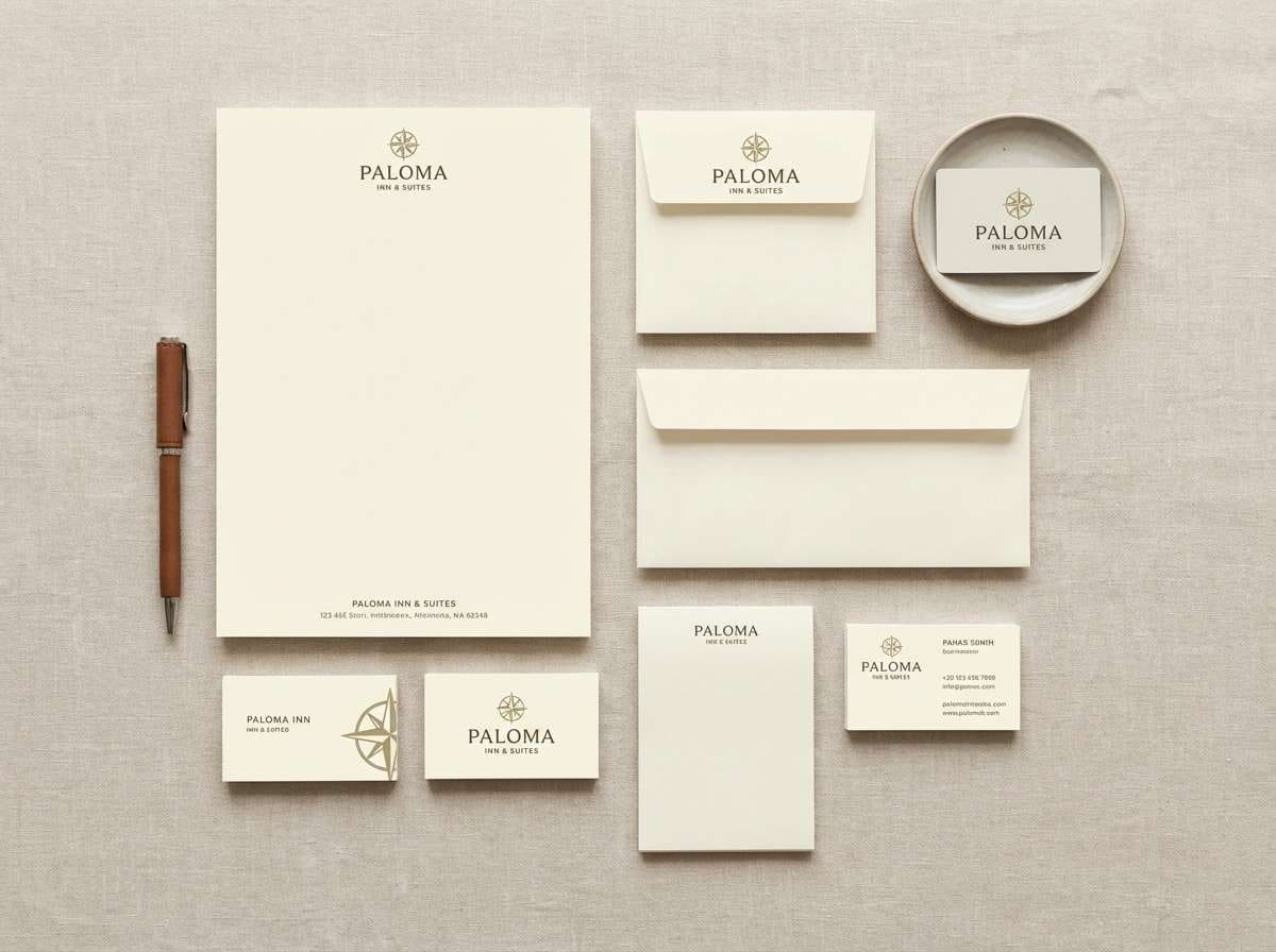 neutral hotel stationery layout