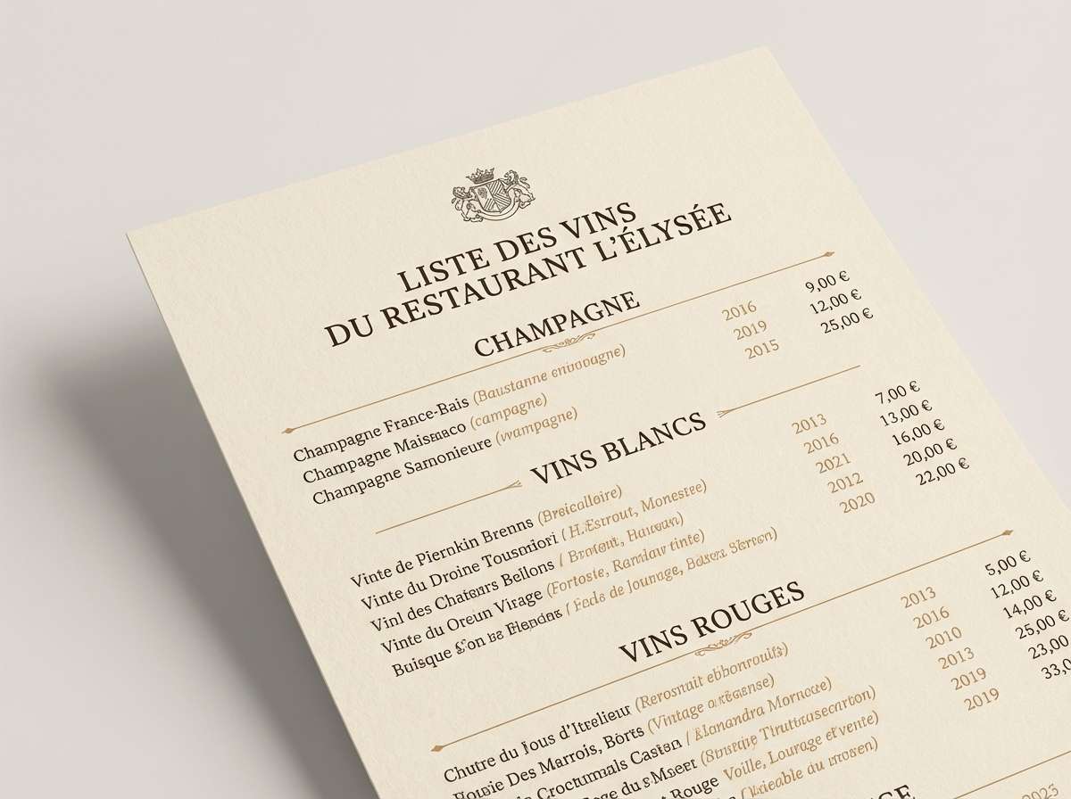 warm restaurant wine list