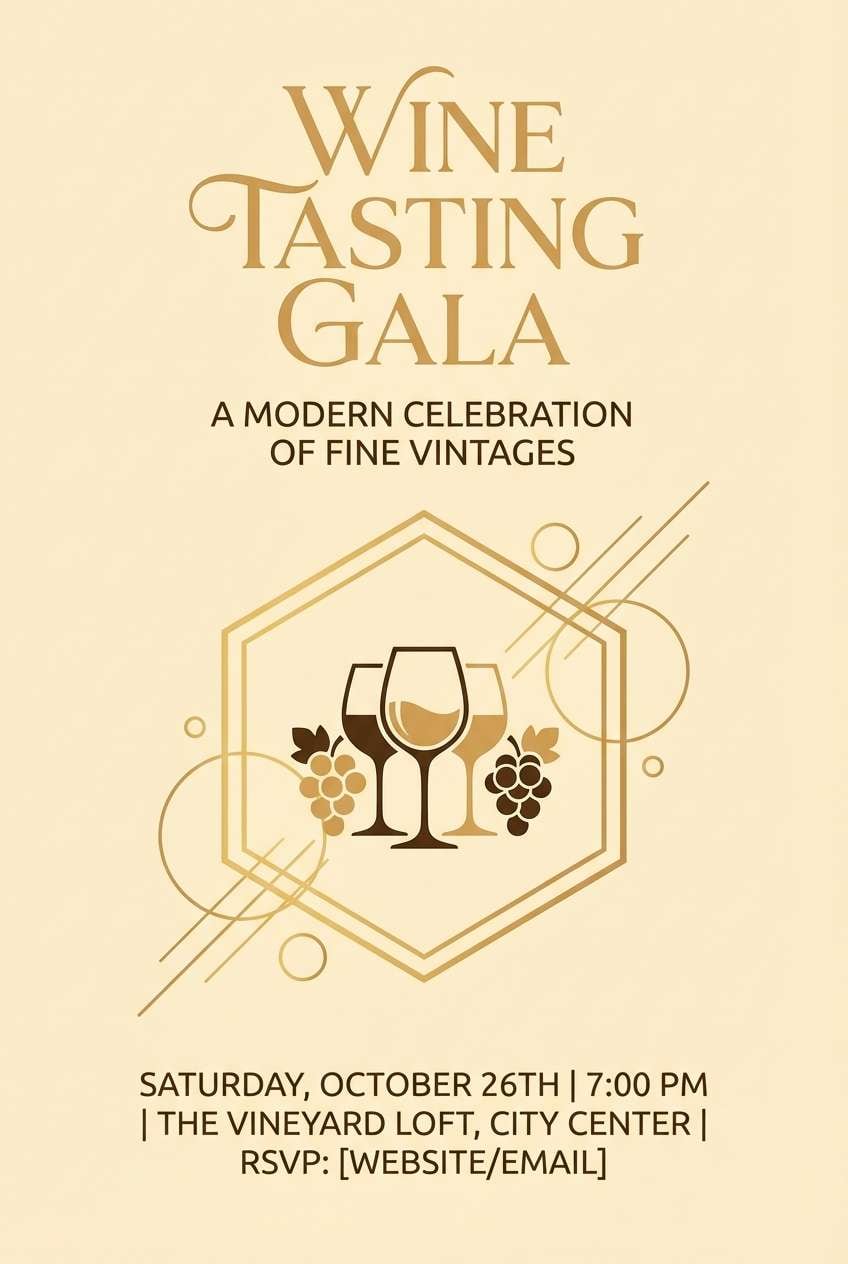 golden wine tasting flyer