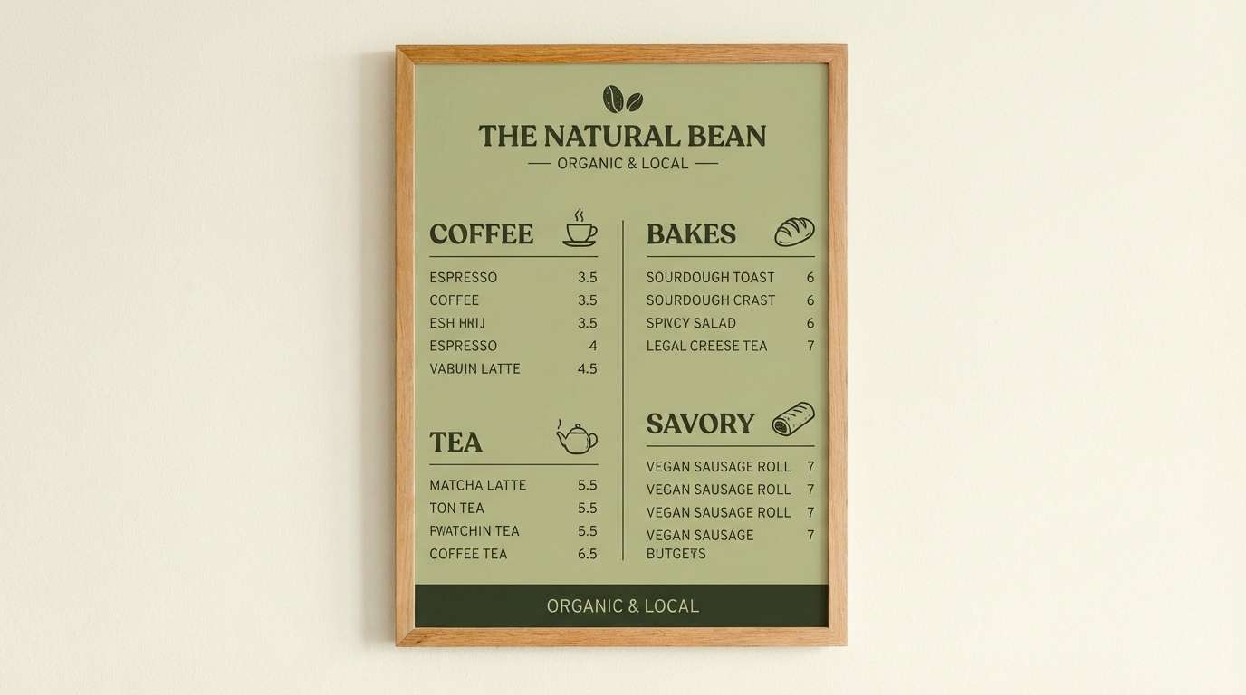 herbal cafe menu layout