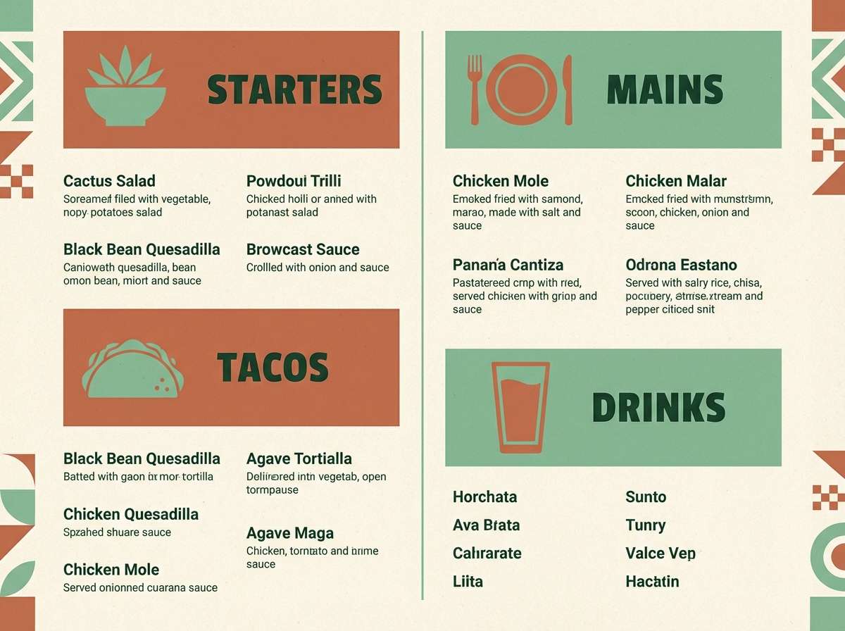 agave menu layout