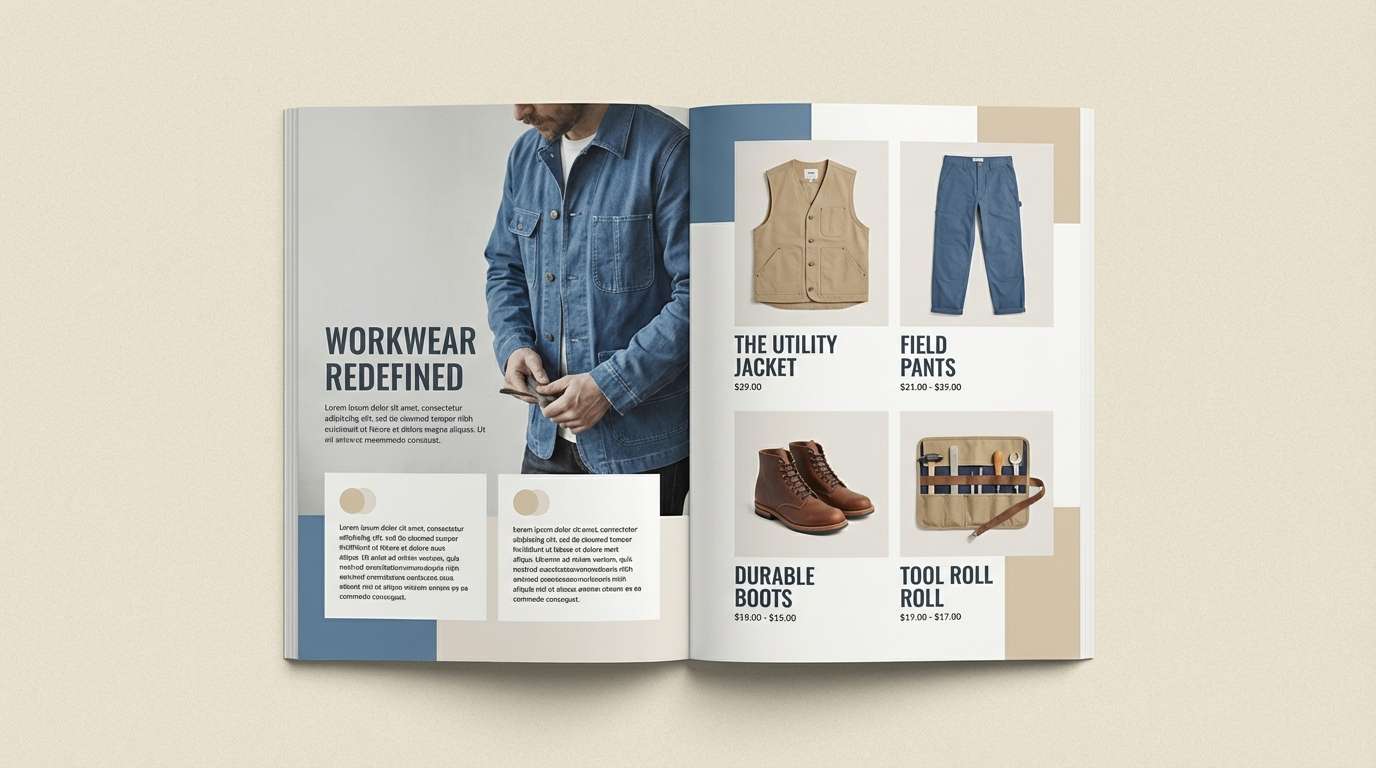 workwear editorial spread