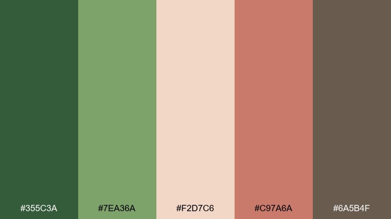 wildflower press botanical color palette with hex codes