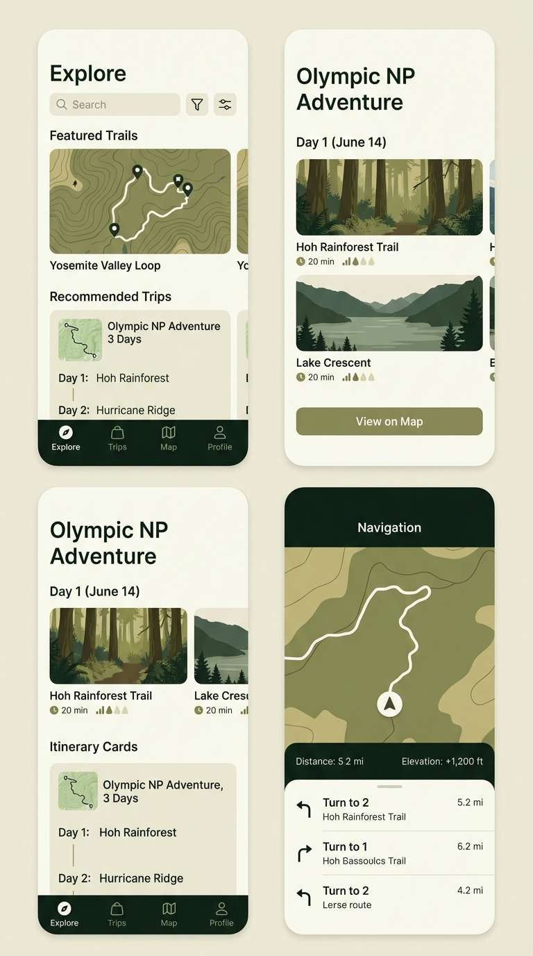 hiking app ui