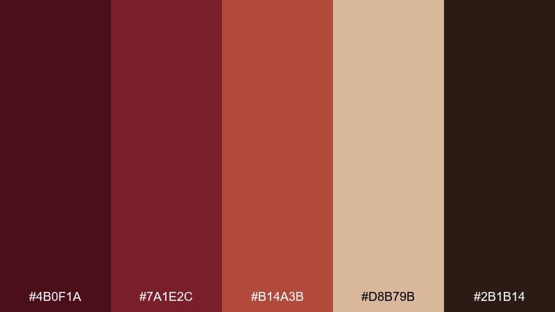 wine and walnut color palette with hex codes