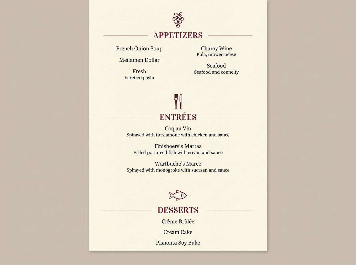 classic restaurant menu design