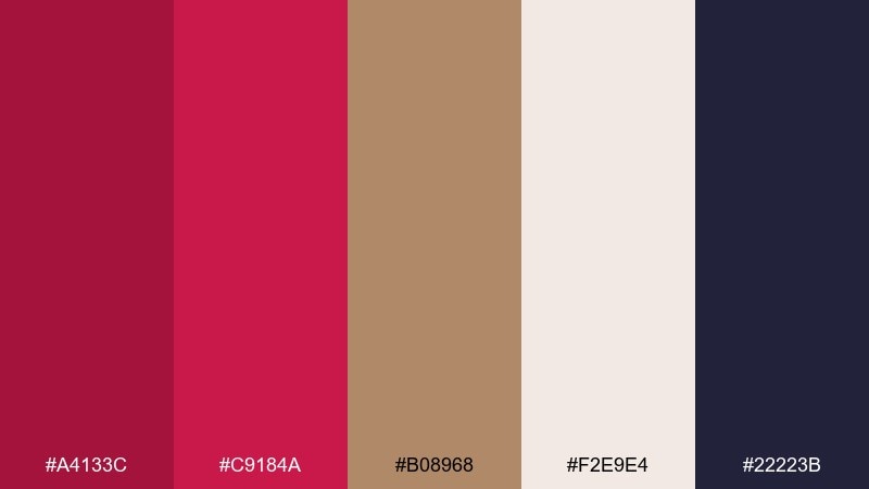 wine copper scarlet color palette with hex codes