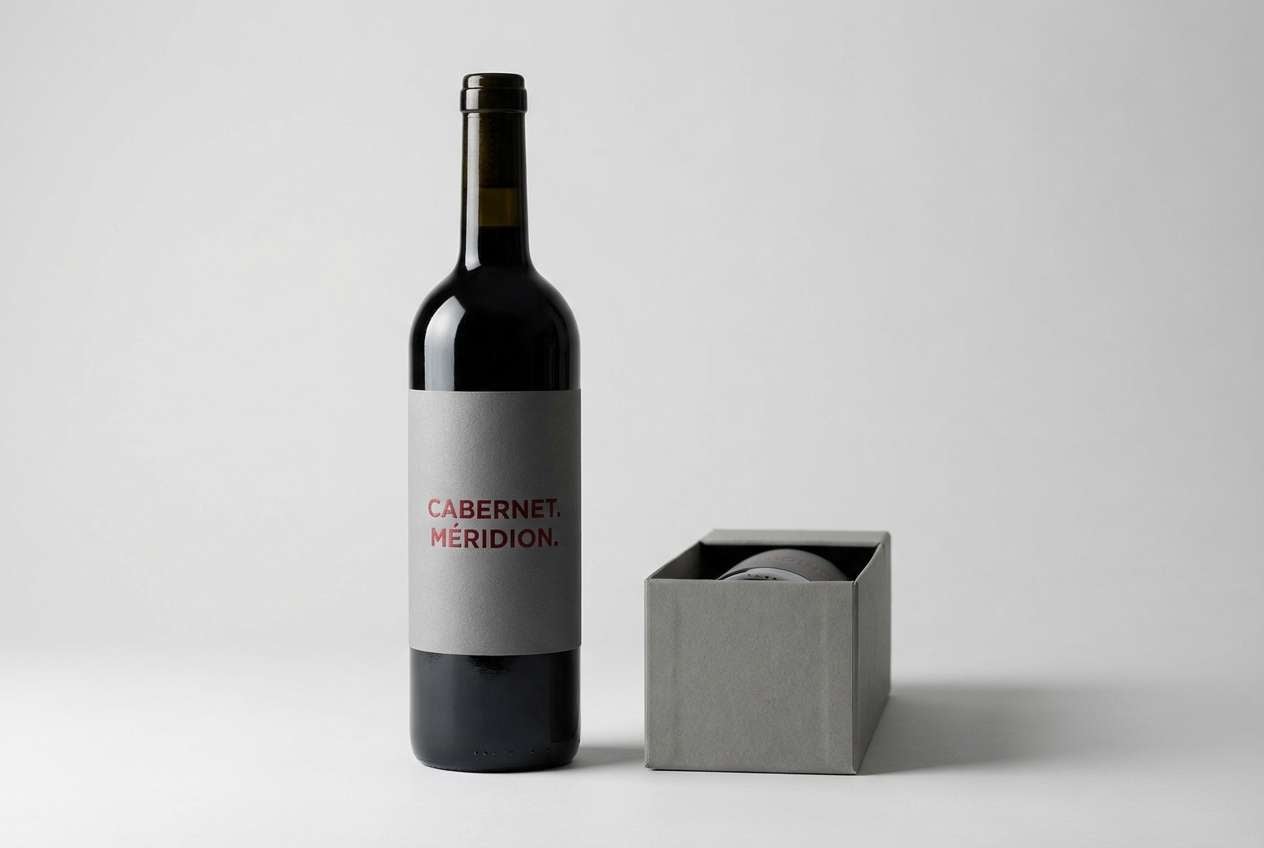 cabernet label with concrete gray