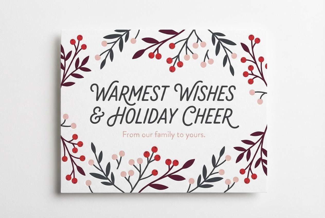 holiday card in berry tones