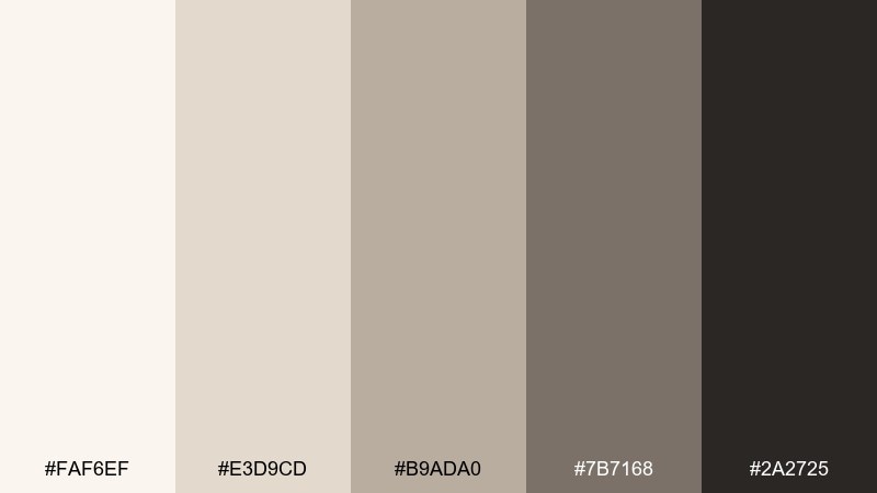 winter birch neutrals hygge color palette with hex codes