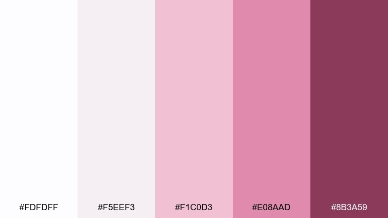 winter blush evening color palette with hex codes
