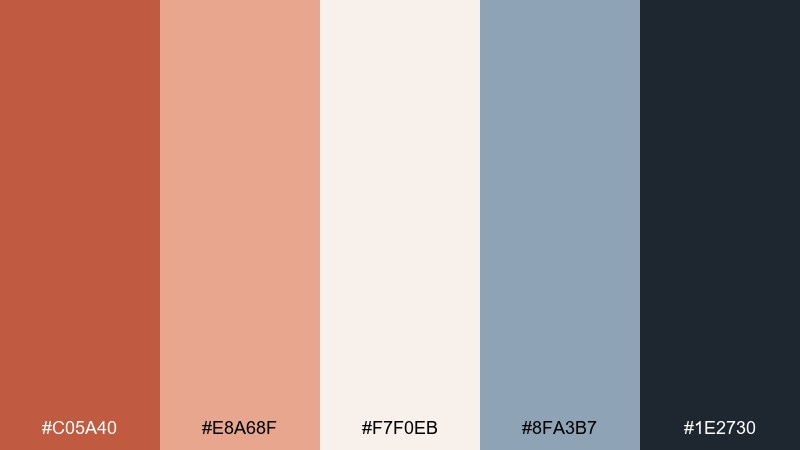 winter clay contrast terra cotta color palette with hex codes