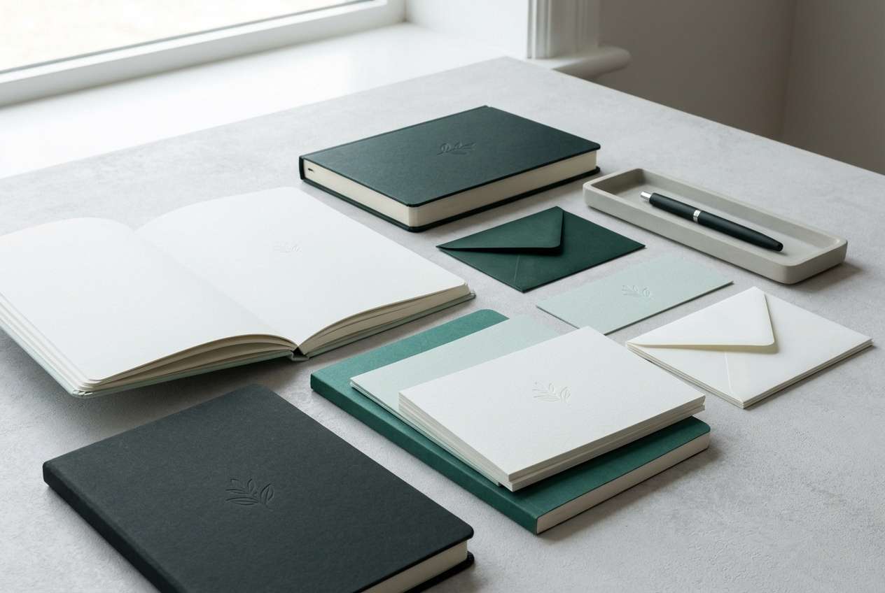 luxury green stationery set