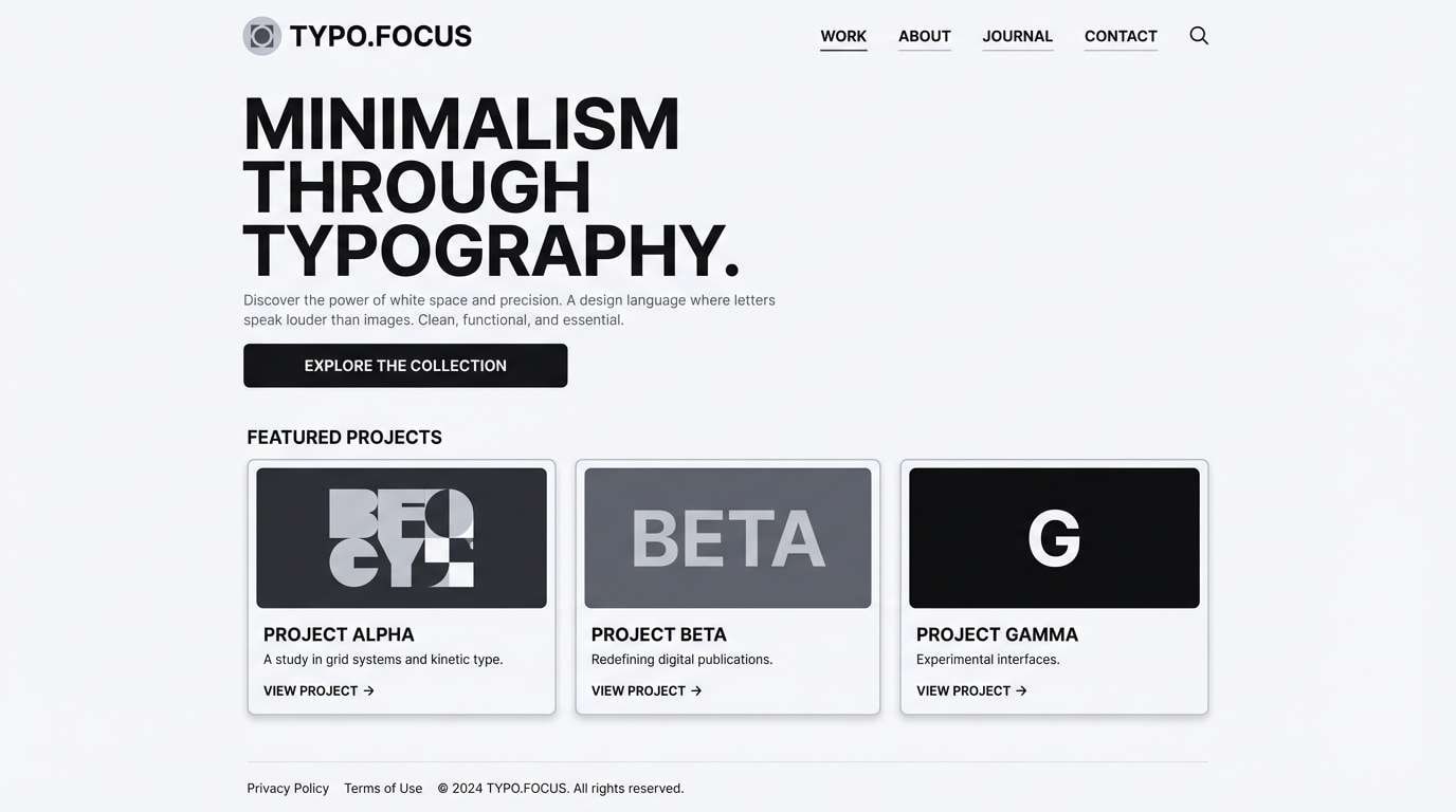minimal typography ui layout
