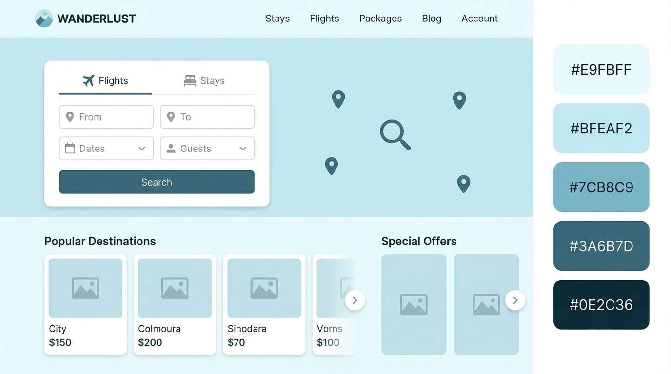 travel booking page ui