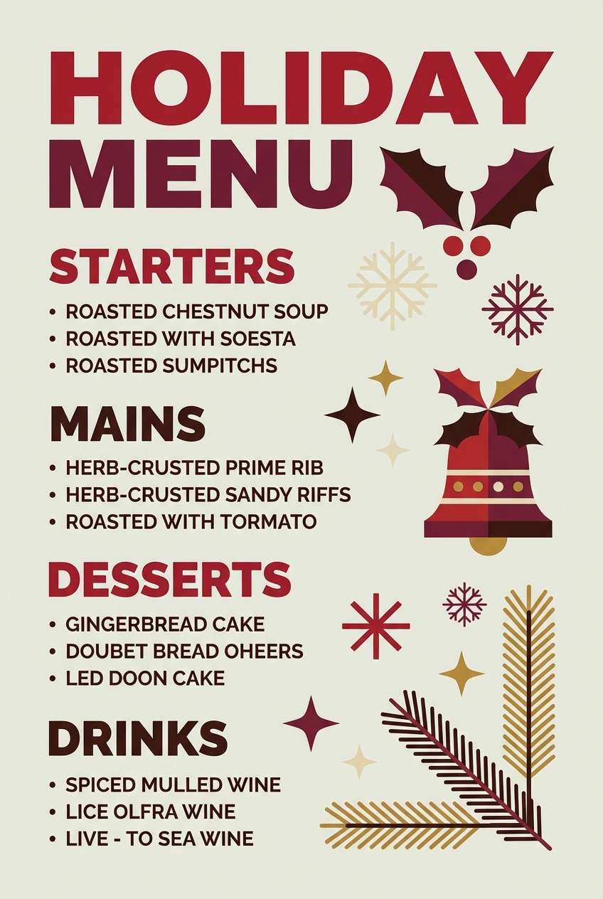 cozy holiday menu poster