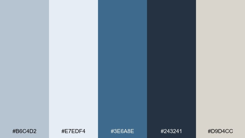 winter denim blue light gray color palette with hex codes