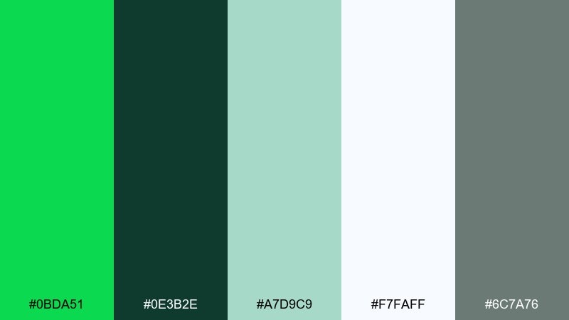 winter evergreen malachite color palette with hex codes