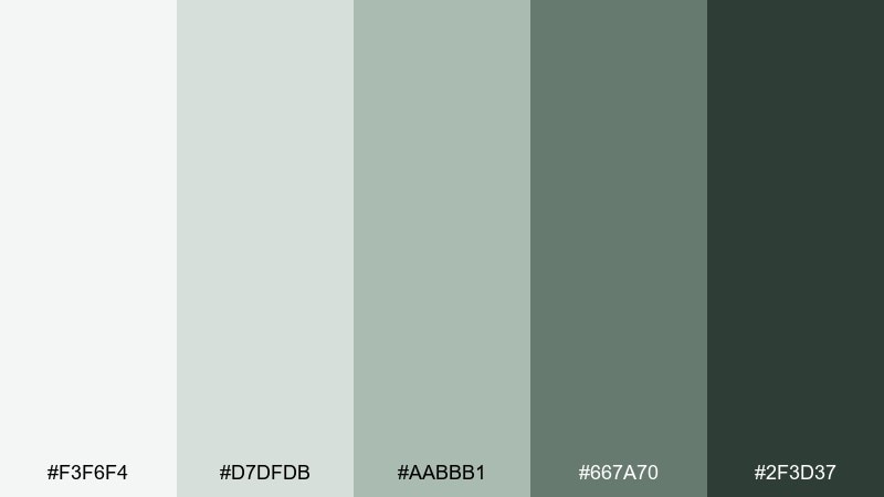winter moss cool grey color palette with hex codes