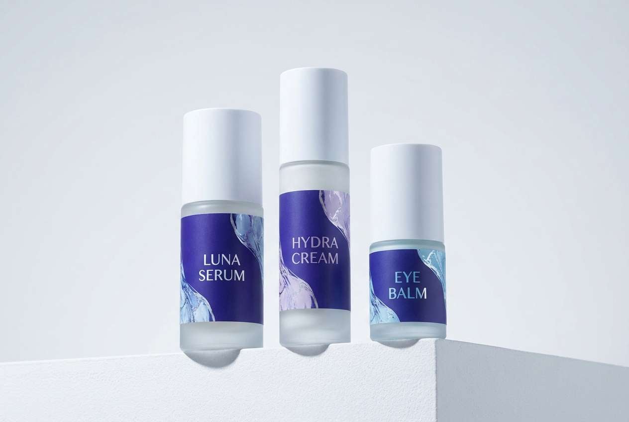winter skincare ad in purple