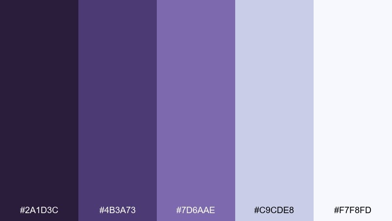 winter wisteria amethyst color palette with hex codes