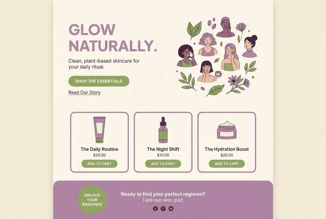 matcha mauve landing ui