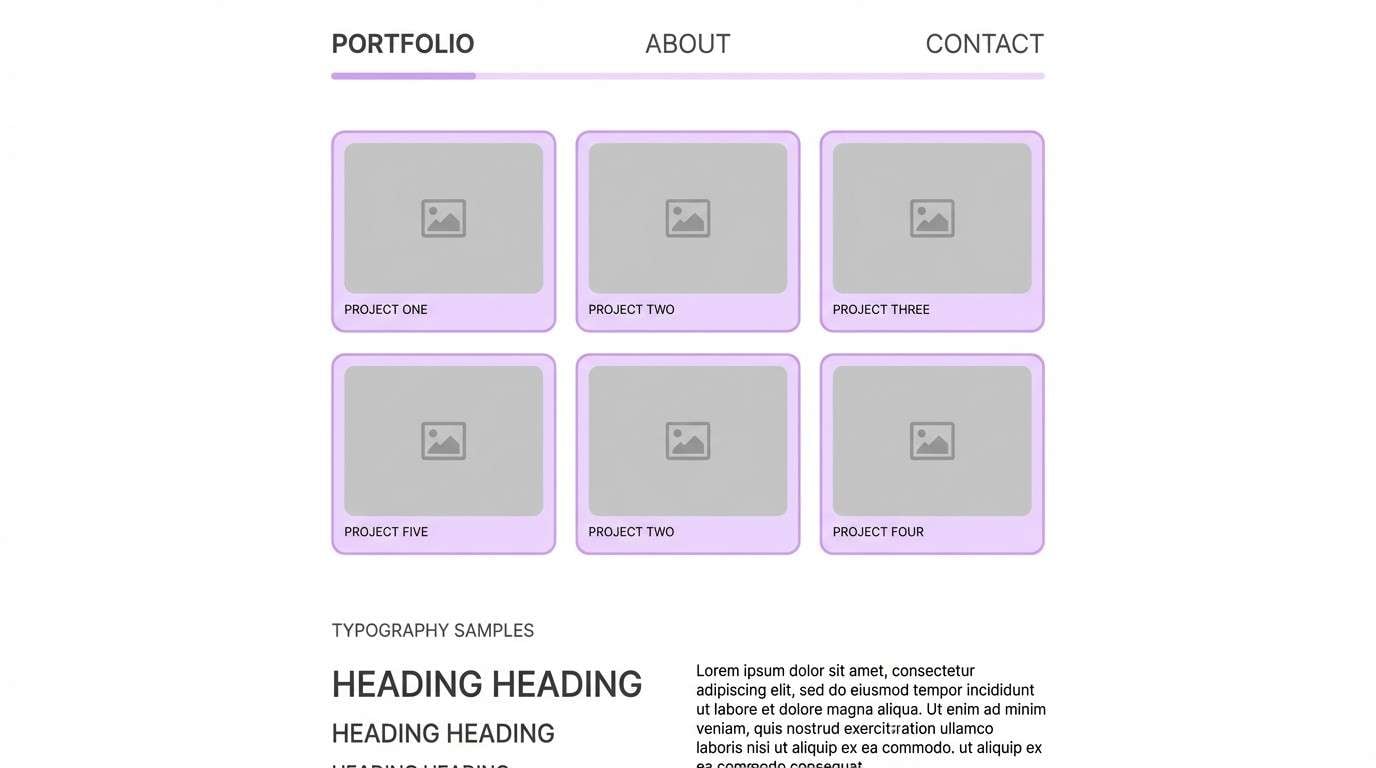 minimal lavender portfolio ui