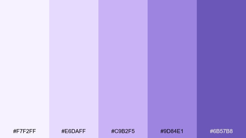 wisteria daydream violet color palette with hex codes