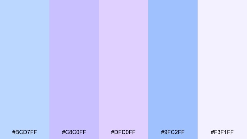 wisteria skyline pastel blue purple color palette with hex codes
