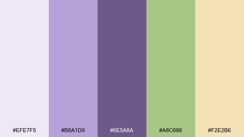 wisteria walk grandmillennial color palette with hex codes