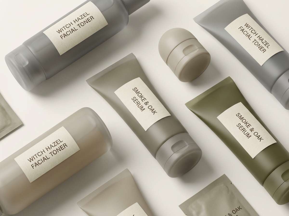 minimal skincare packaging set