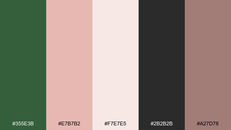 woodland blush color palette with hex codes