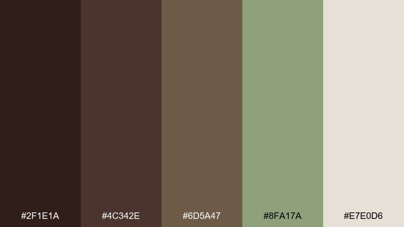 woodland cabin chocolate brown color palette with hex codes