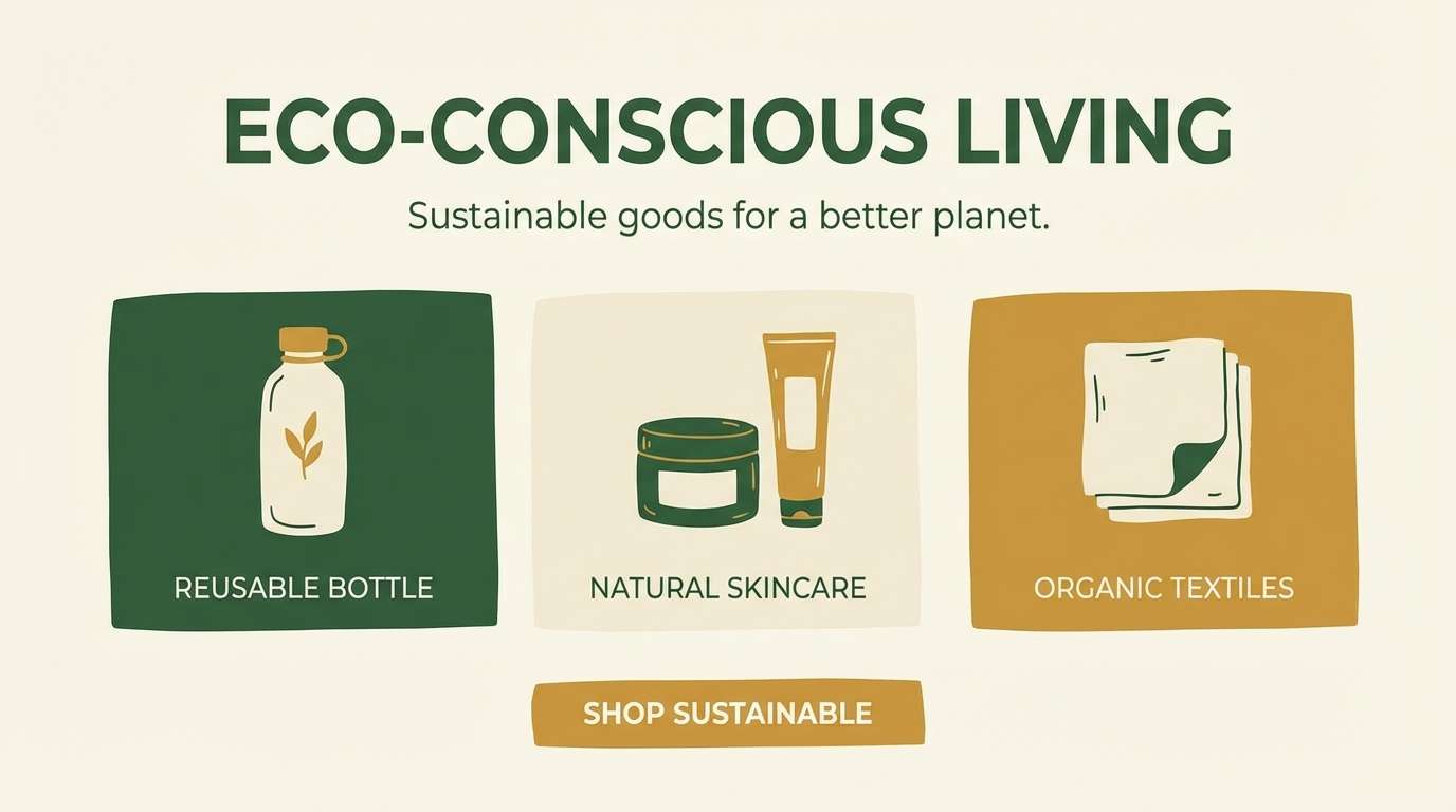 eco landing hero in warm greens