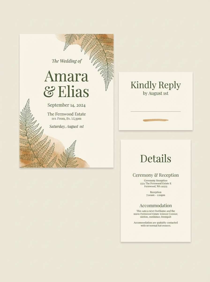 forest invitation in fern green