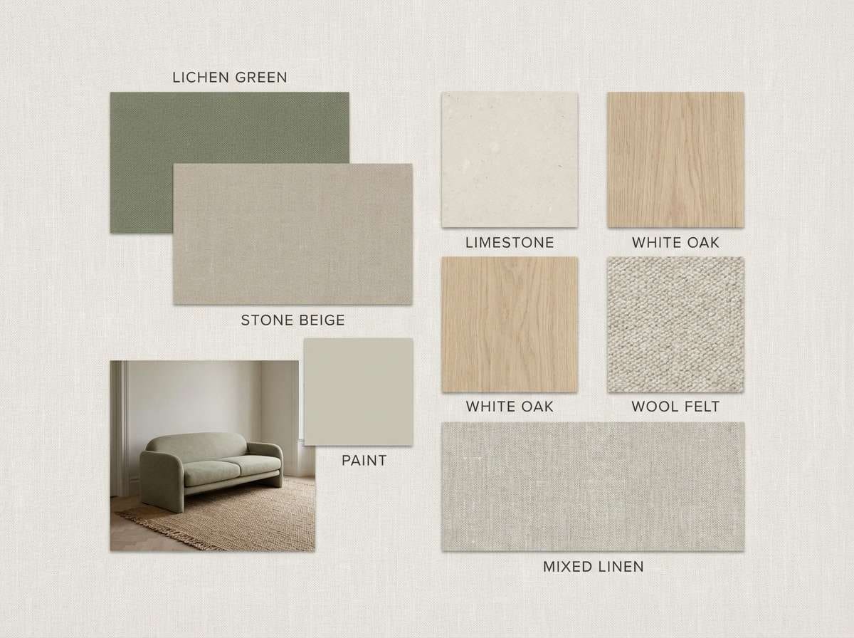 minimal mood board in stone hues