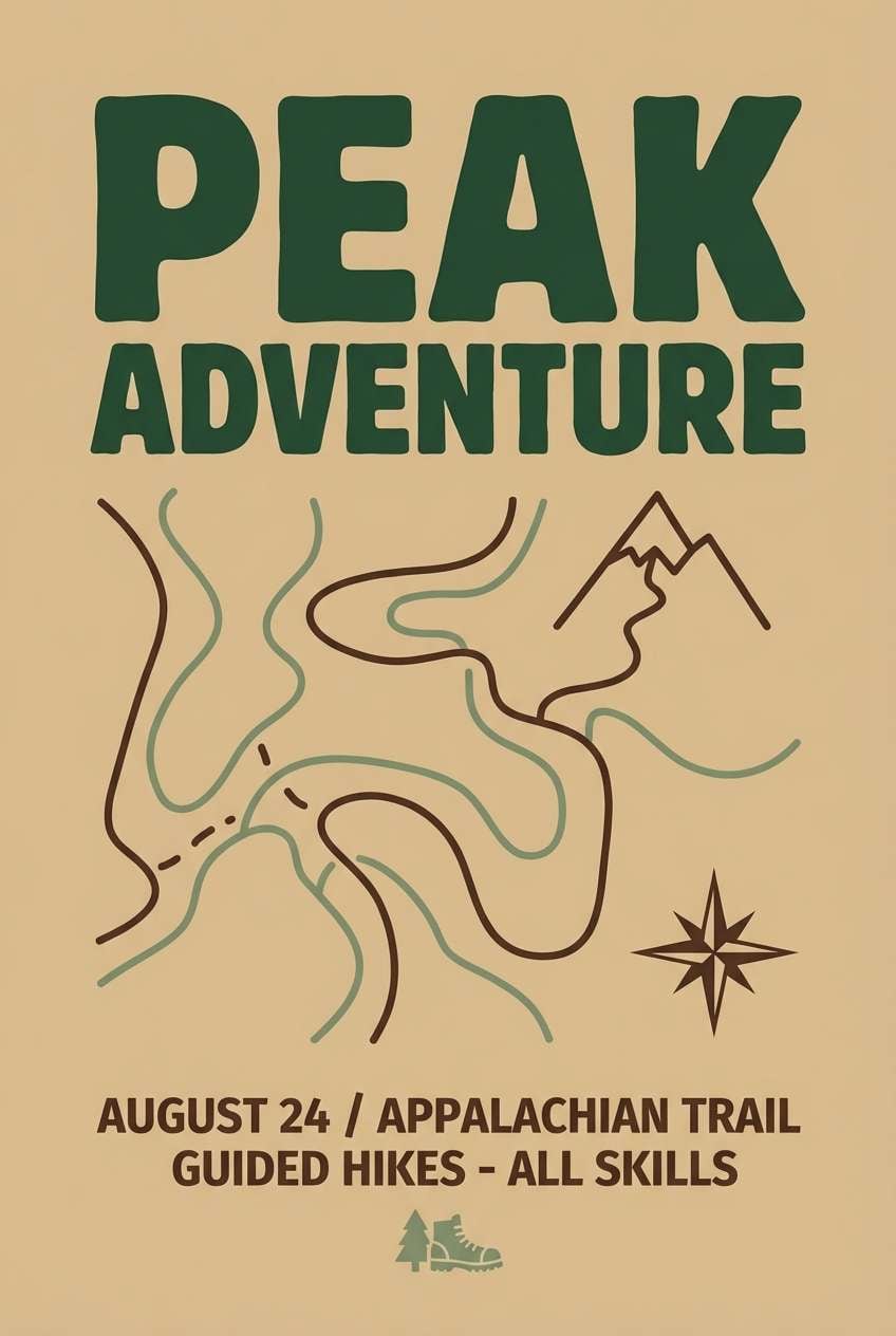 hiking poster in forest tones