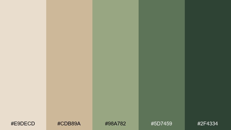woodland latte color palette with hex codes