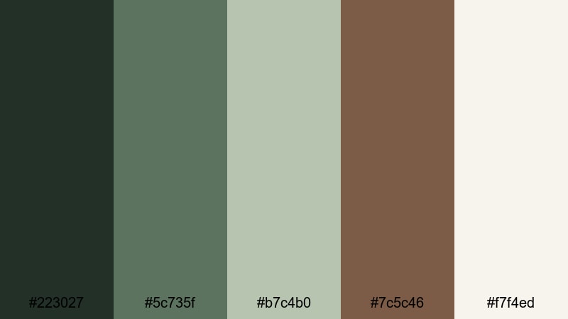 woodland minimal color palette with hex codes